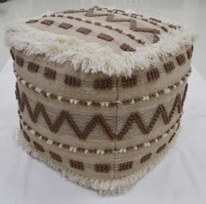 square white and brown pouf