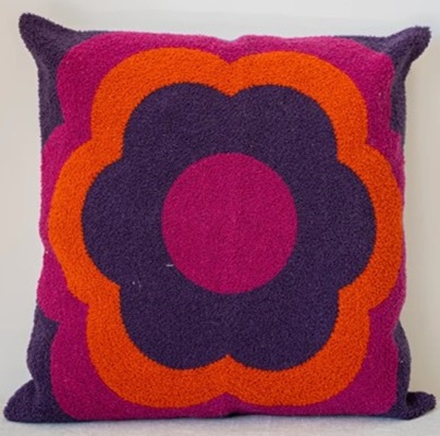 purple print cushions