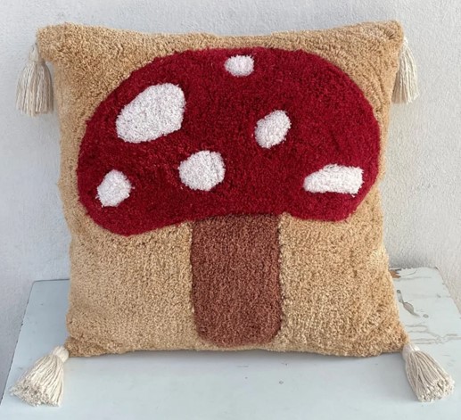 coral print cushion